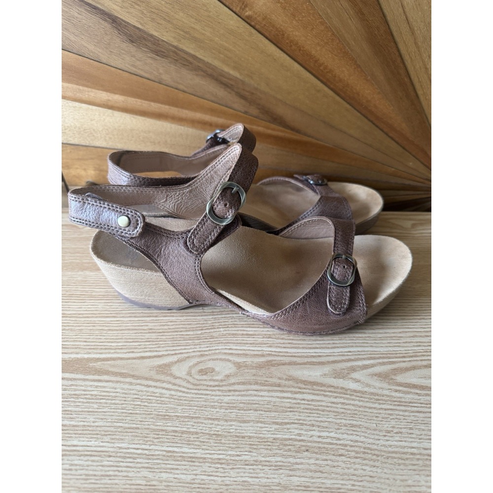 Dansko Tricia Brown Burnished Leather Sandal Women Sz 39 Eu 8.5-9 US